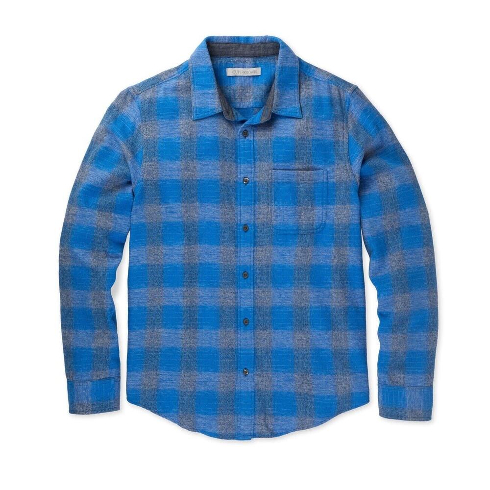 Outerknown JASPE TRANSITIONAL FLANNELCerulean Rockypoint Plaid Sz Medium $138